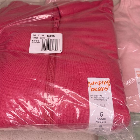 NWT Jumping Beans Girls' Size 5 Bundle - LS Shirts + Hoodie - Picture 5 of 9